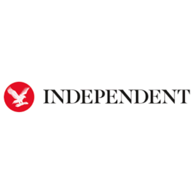 Independent logo. Red circle with white dove carrying a newspaper