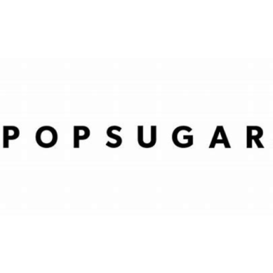 Popsugar logo. Black on white background